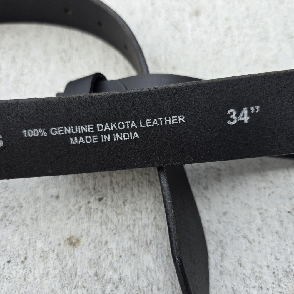 Black Leather Belt with Silver Buckle 34 " - Picture 5 of 7